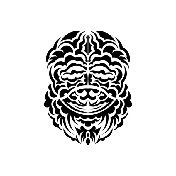 Masque Tribal Symbole Totem Traditionnel Tatouage Noir Dans Style Samoan — Image vectorielle