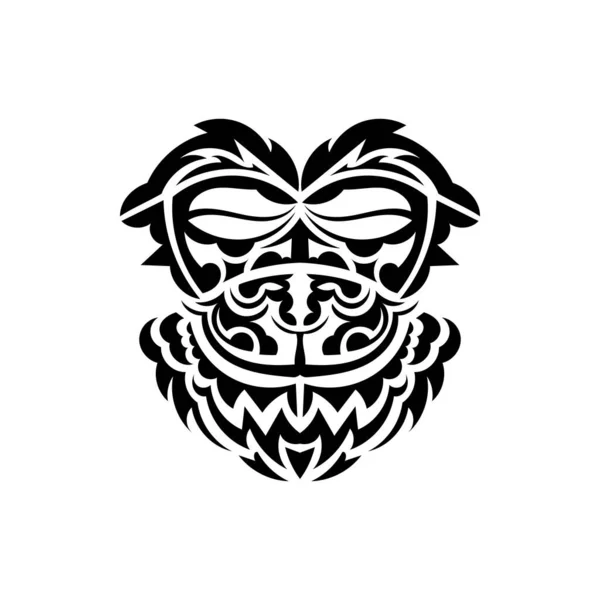 Tribal Mask Monochrome Ethnic Patterns Black Tattoo Maori Style Isolated — Stock Vector