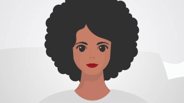 Afro-Amerikan kadın görünümlü afiş. Kadınların güçlenmesi hareketinin konsepti. Vektör illüstrasyonu.