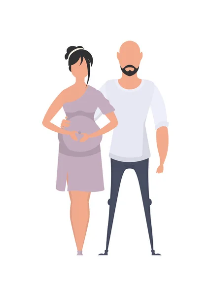 Άνδρας Και Έγκυος Απεικονίζονται Πλήρη Ανάπτυξη Απομονώνονται Λευκό Φόντο Καλή — Διανυσματικό Αρχείο