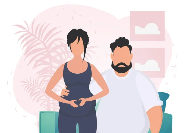 Άντρας Και Έγκυος Γυναίκα Banner Για Θέμα Του Ζευγαριού Μωρό — Διανυσματικό Αρχείο