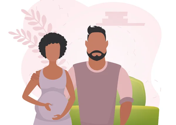 Άντρας Και Έγκυος Γυναίκα Banner Για Θέμα Του Ζευγαριού Μωρό — Διανυσματικό Αρχείο