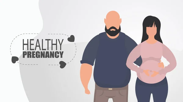 Gesunde Schwangerschaft Mann Und Schwangere Frau Paar Jet Baby Glückliche — Stockvektor