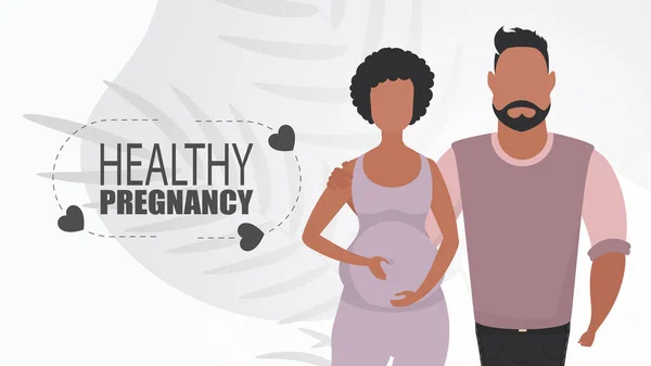 Здоровая Беременность Мужчина Беременная Женщина Двойной Реактивный Ребенок Счастливой Беременности — стоковый вектор