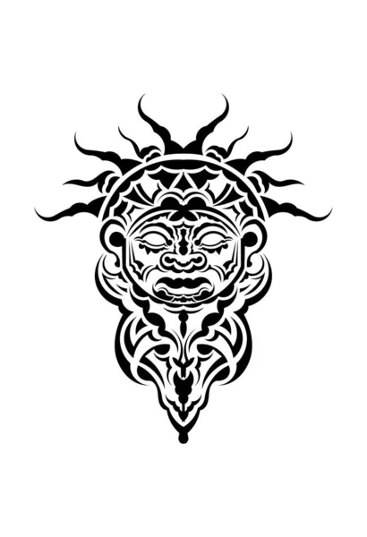 Φυλετική Μάσκα Μονοχρωματικά Έθνικ Πρότυπα Μαύρο Τατουάζ Στυλ Μαορί Απομονωμένοι — Διανυσματικό Αρχείο