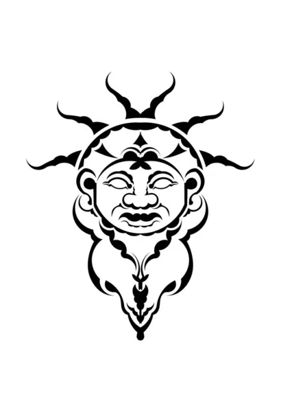 Plemienna Maska Monochromatyczne Wzorce Etniczne Czarny Tatuaż Stylu Maoryskim Odizolowany — Wektor stockowy