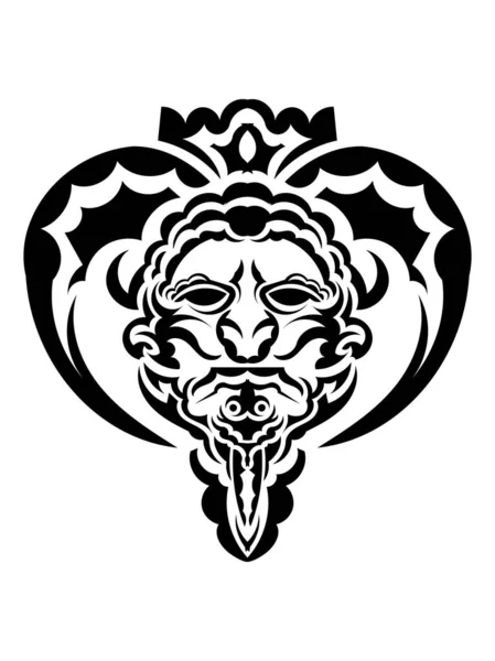 Племенная Маска Традиционный Символ Тотема Черная Татуировка Стиле Древних Племен — стоковый вектор