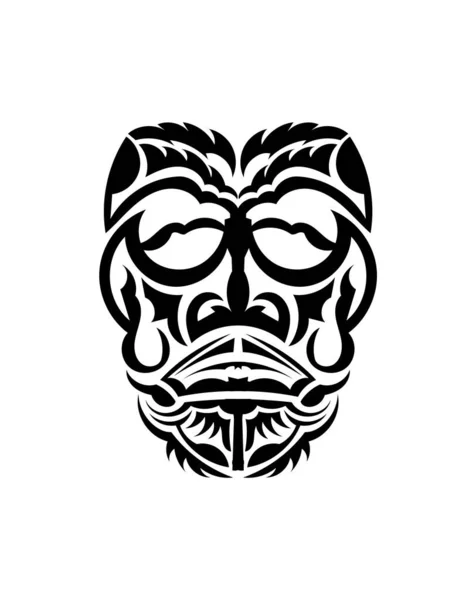 部落面具传统图腾符号 古代部落风格的黑色纹身 黑色和白色 扁平的风格 — 图库矢量图片