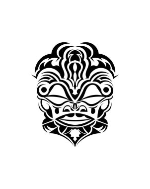 Tribal mask. Traditional totem symbol. Black tattoo in the style of the ancient tribes. Black and white color, flat style. Vector. clipart