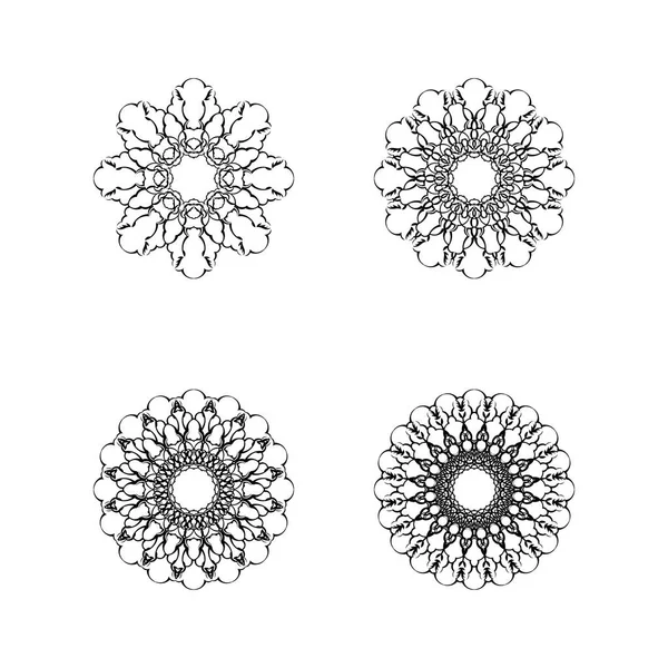 Set Mandala Ornaments Isolated White Background Vector — Stock Vector