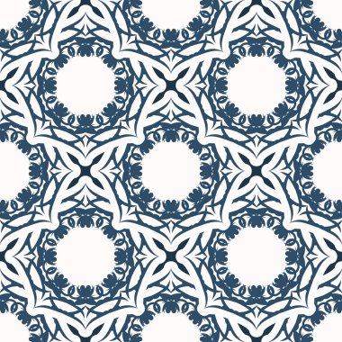 Geçmişe dönük kusursuz desenler. Beyaz ve mavi renkli arka plan. Duvar kağıdına iyi gelir. Vektör.