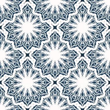 Sonsuz arkaplan ve monogram. Beyaz ve mavi renkli arka plan. Parmak izi için iyi. Örtü illüstrasyonu.