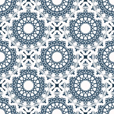 Sonsuz arkaplan ve monogram. Beyaz ve mavi renkli arka plan. Parmak izi için iyi. Vektör.