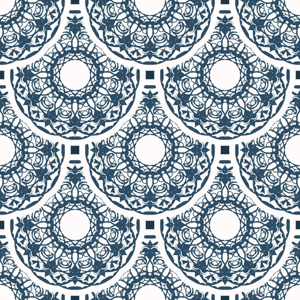 Lujoso Patrón Sin Costura Con Monogramas Fondo Color Blanco Azul — Vector de stock