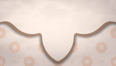 Yazı ve süslemeleriniz için yeri olan lüks bej bir afiş. Tipografi şablonu. Vektör.