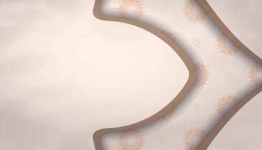 Metnin ve şablonların için yeri olan bej kartpostal. Yazdırmaya hazır şablon. Vektör.