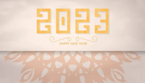 2023 Beige Postcard Patterns Typography Template Vector — Stock Vector