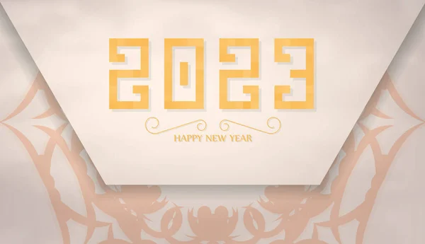 2023带图案的米色明信片 新年主题 矢量说明 — 图库矢量图片