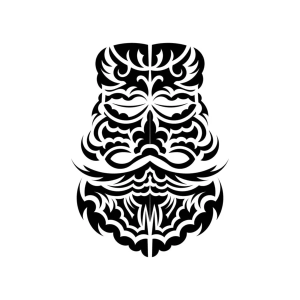 Дизайн Маски Тікі Традиційний Декор Полінезії Гаваїв Ізольований Готовий Татуювання — стоковий вектор