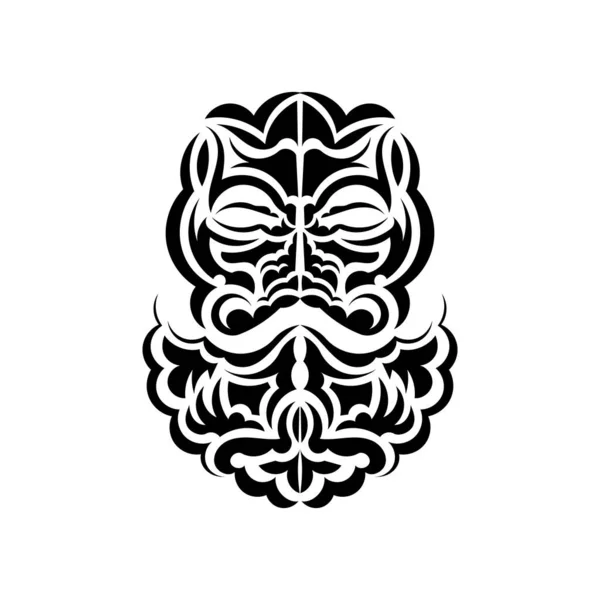 Design Masque Tiki Décor Traditionnel Polynésie Hawaï Isolé Modèle Tatouage — Image vectorielle