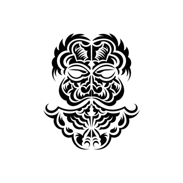 Tiki面罩的设计土生土长的波利尼西亚人和夏威夷人的Tiki图解是黑白的 孤立无援平淡的风格 — 图库矢量图片