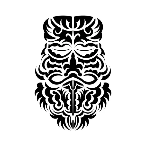 Projeto Máscara Tiki Polinésios Nativos Havaianos Tiki Ilustração Preto Branco —  Vetores de Stock
