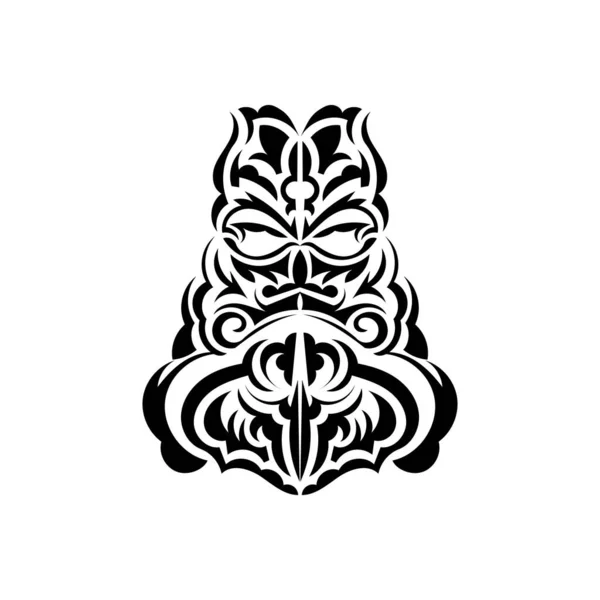 Tiki Maszk Tervezés Őslakos Polinézek Hawaiiak Tiki Illusztráció Fekete Fehér — Stock Vector