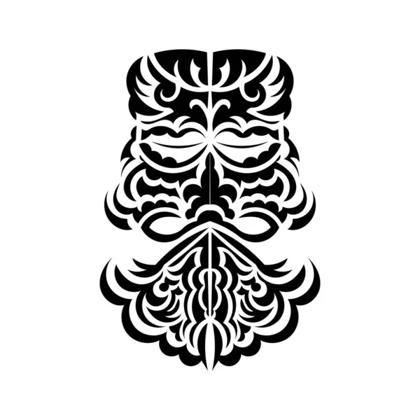 Design Tiki Masky Děsivé Masky Místní Polynéské Ozdobě Izolovaný Plochý — Stockový vektor