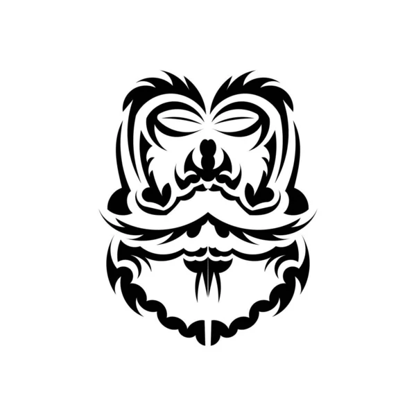 Tiki Mask Design Frightening Masks Local Ornament Polynesia Isolated Tattoo — Stock Vector