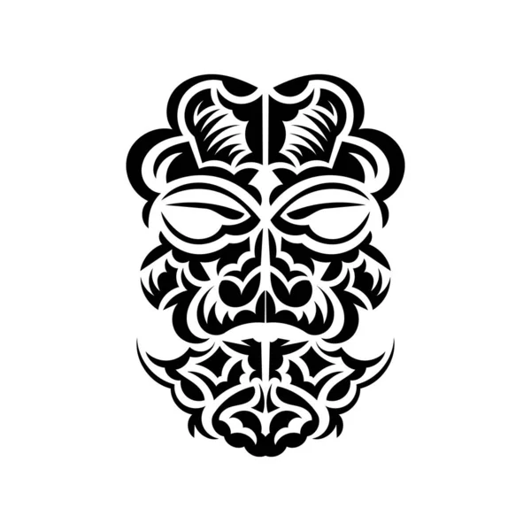 Projeto Máscara Tiki Máscaras Assustadoras Ornamento Local Polinésia Isolado Fundo — Vetor de Stock