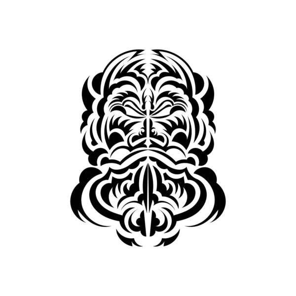 Maori Mask Traditional Decor Pattern Polynesia Hawaii Isolated Tattoo Sketch — Stock Vector