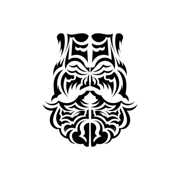 Maori Mask Traditional Decor Pattern Polynesia Hawaii Isolated Ready Tattoo — Stock Vector