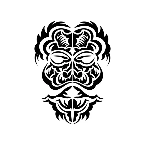 マオリのマスク ポリネシアやハワイの伝統的な装飾パターン 白い背景に隔離されている フラットスタイル ベクトル — ストックベクタ