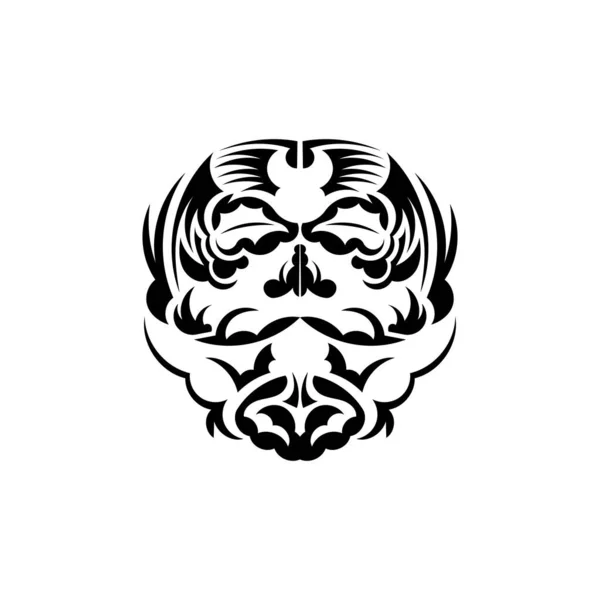 Masque Maori Décor Traditionnel Polynésie Hawaï Isolé Sur Fond Blanc — Image vectorielle