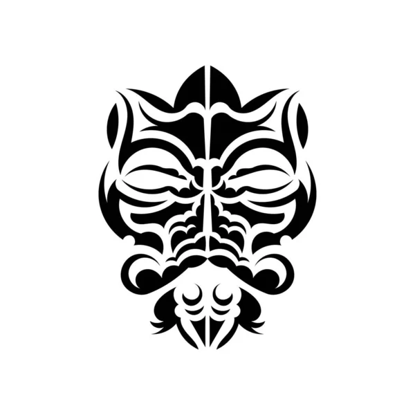 Masque Maori Décor Traditionnel Polynésie Hawaï Isolé Sur Fond Blanc — Image vectorielle