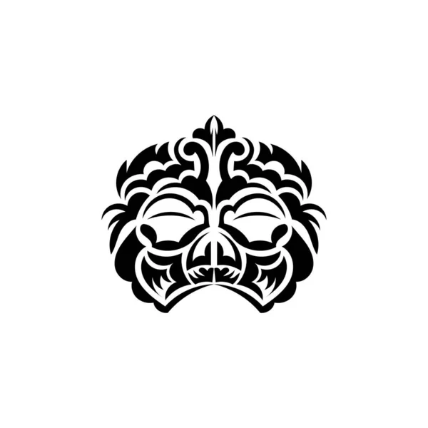Máscara Maori Polinésios Nativos Havaianos Tiki Ilustração Preto Branco Isolado —  Vetores de Stock