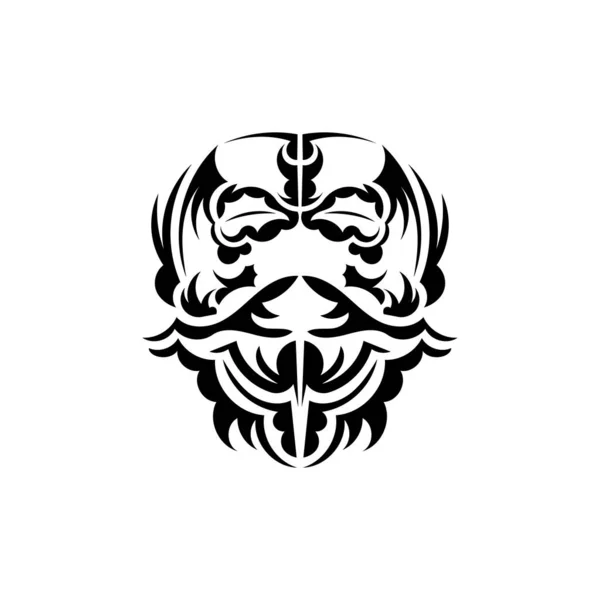 Maori Maska Domorodí Polynésané Havajané Tiki Ilustrace Černé Bílé Izolovaný — Stockový vektor