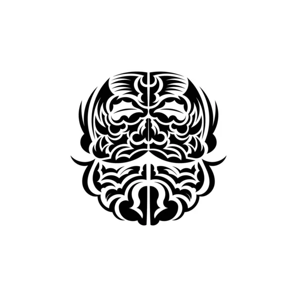 Máscara Maori Máscaras Assustadoras Ornamento Local Polinésia Isolado Desenho Tatuagem — Vetor de Stock