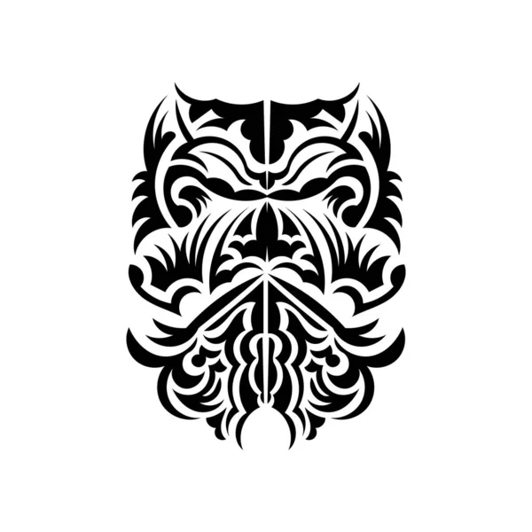 Máscara Maori Máscaras Assustadoras Ornamento Local Polinésia Isolado Fundo Branco —  Vetores de Stock