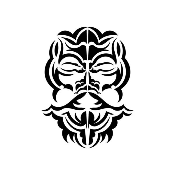 Máscara Tiki Preto Branco Padrão Decoração Tradicional Polinésia Havaí Isolado — Vetor de Stock
