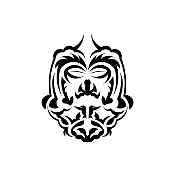 黑色和白色Tiki面具 来自波利尼西亚和夏威夷的传统装饰图案 孤立无援准备好纹身模板B — 图库矢量图片
