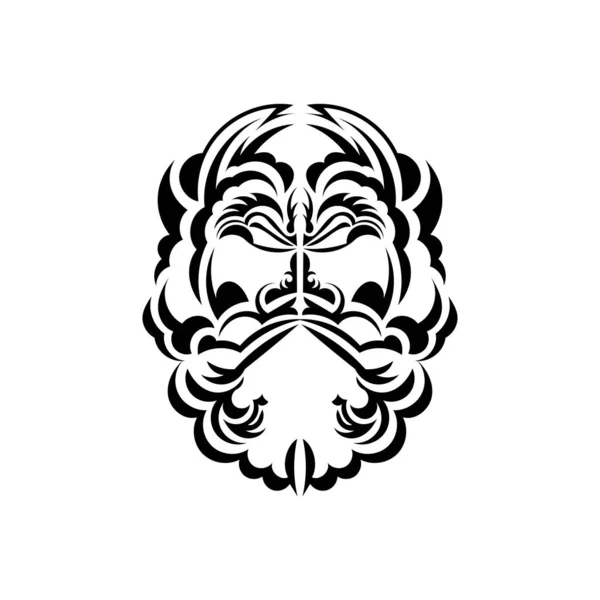 Masque Tiki Noir Blanc Décor Traditionnel Polynésie Hawaï Isolé Sur — Image vectorielle