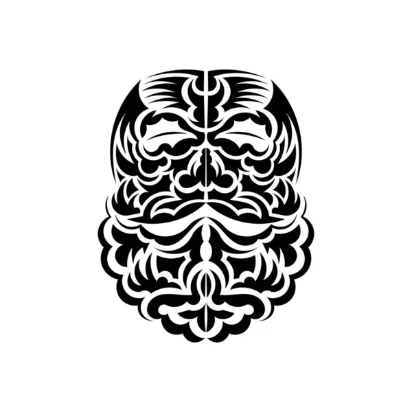 Máscara Tiki Preto Branco Padrão Decoração Tradicional Polinésia Havaí Isolado —  Vetores de Stock