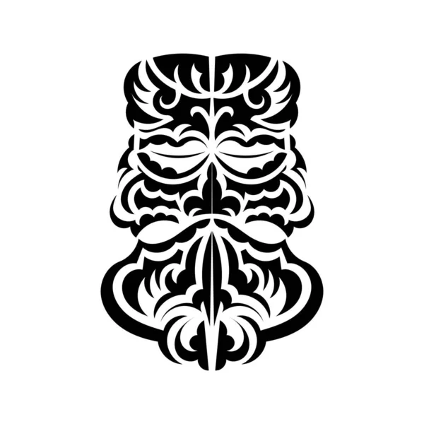 Máscara Tiki Preto Branco Polinésios Nativos Havaianos Tiki Ilustração Preto — Vetor de Stock