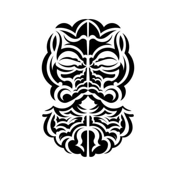 Masque Tiki Noir Blanc Illustration Tiki Des Polynésiens Hawaïens Origine — Image vectorielle
