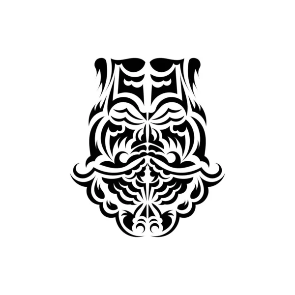 Máscara Tiki Blanco Negro Máscaras Aterradoras Ornamento Local Polinesia Aislado — Vector de stock