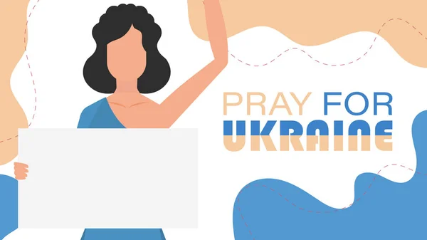 Дівчинка Українського Походження Тримає Прапор Написом Моліться Україну Своїх Руках — стоковий вектор