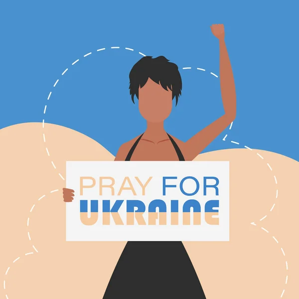 Ein Mädchen Ukrainischer Nationalität Hält Ein Plakat Mit Der Aufschrift — Stockvektor