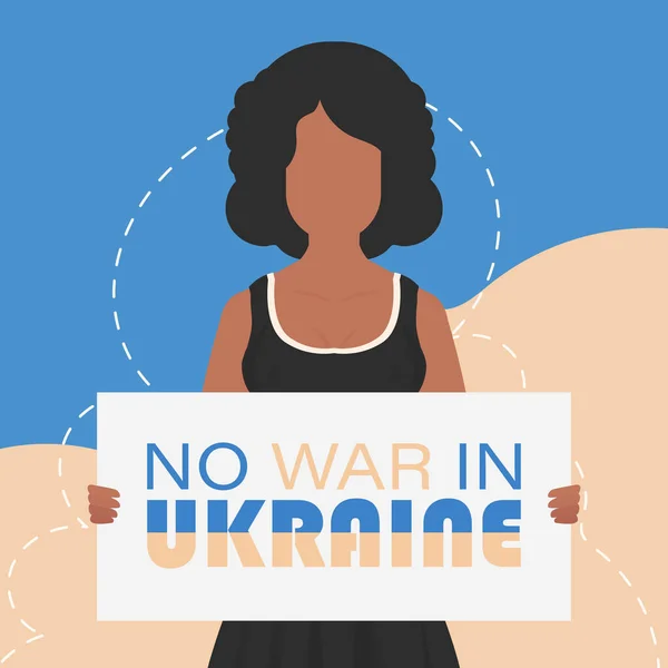 Fată Naționalitate Ucraineană Deține Afiș Inscripția Război Ucraina Mâinile Vector — Vector de stoc