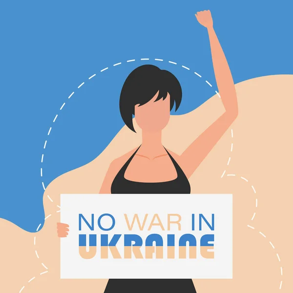 Seorang Gadis Berkebangsaan Ukraina Memegang Poster Dengan Tulisan Tidak Untuk - Stok Vektor